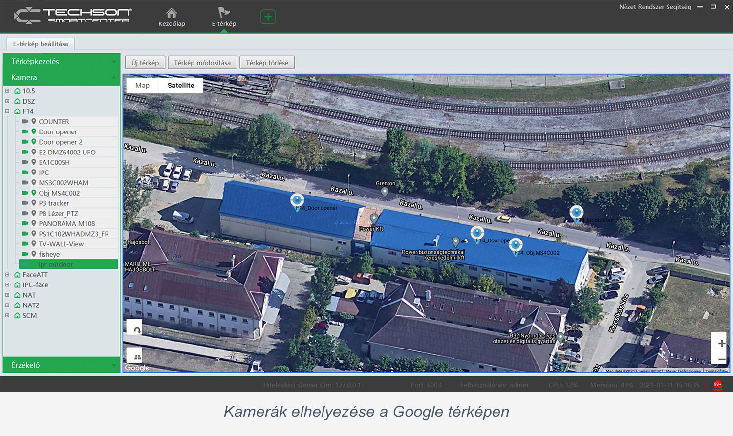 Kamerák elhelyezése Google Térképen