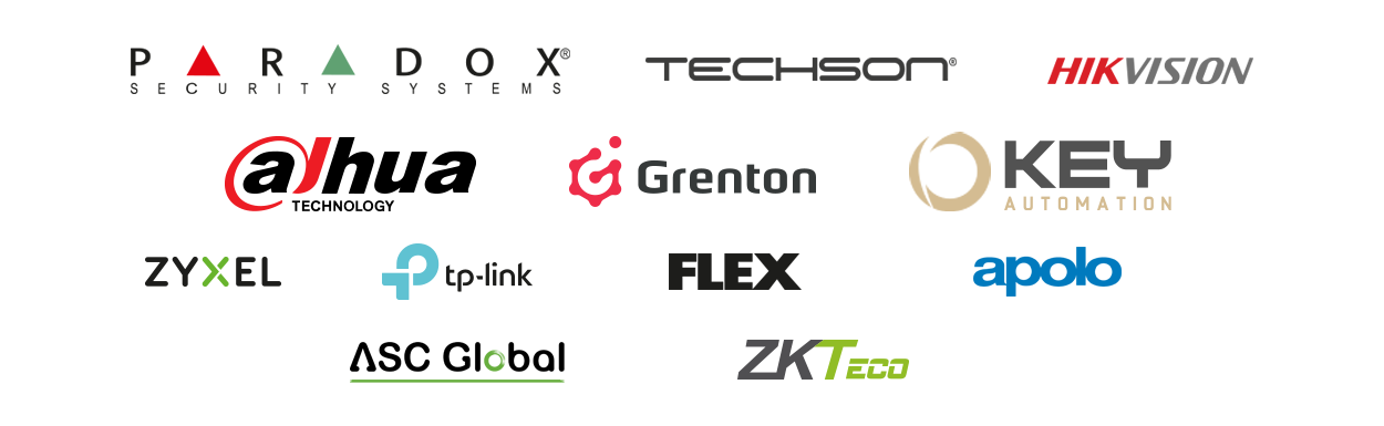 Paradox | Techson | HIKVISION | Dahua | Grenton | Key Automation | Zyxel | TP-Link | Flex | Apolo | ASC Global | ZKTeco